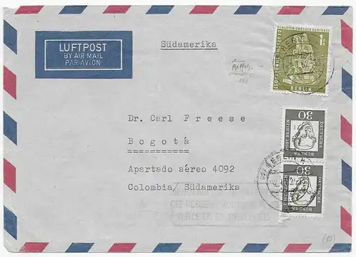 Luftpost von Berlin nach Bogotá, Kolumbien, 1962