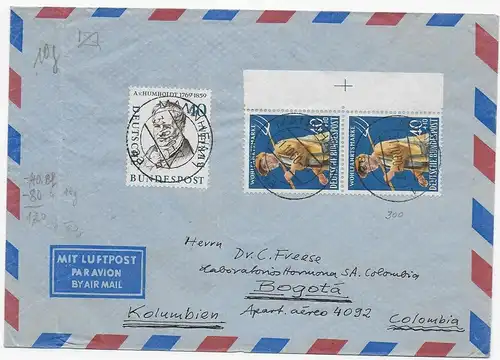 Luftpostbrief von Mannheim, 1960 nach Bogotá, Kolumbien, MiNr. 300