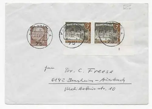 Brief aus Karlsruhe, 1964 nach Bensheim-Auerbach, Form Nr. 2