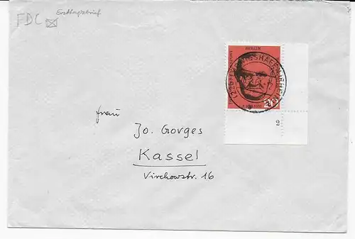 Brief aus Ludwigshafen 1964 nach Kassel, Eckrand, Form Nr. 2