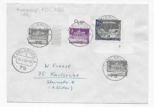 Brief aus Karlsruhe 1963, Eckrand Form Nr. 2, FDC