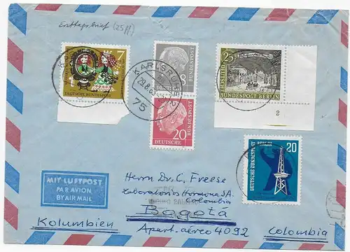 Luftpost von Karlsruhe 1963 nach Bogotá, Kolumbien, Form Nr. 2