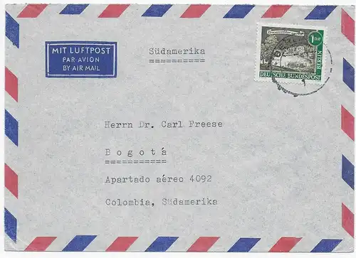 Luftpostbrief EF Berlin 1963 nach Bogotá, Kolumbien
