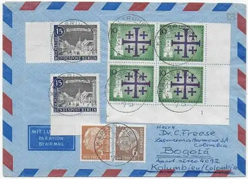 Karlsruhe, Luftpostbrief 1963 nach Bogotá, Kolumbien, Form Nr. 1