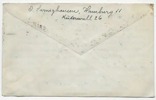 Brief aus Hamburg nach Knockaloe Internment Camp, Isle of Man,1917 Kgf, PoW