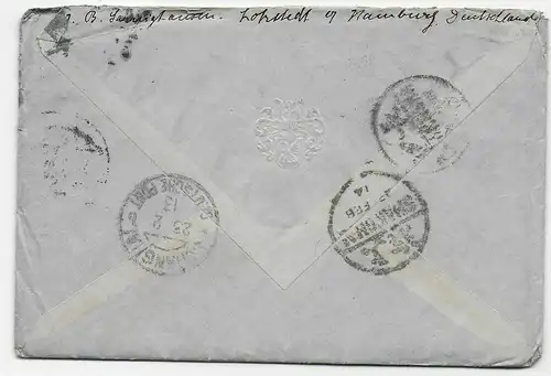Hamburg, 1913 nach Tschanscha/Huan, China via Sibirien, Briefinhalt