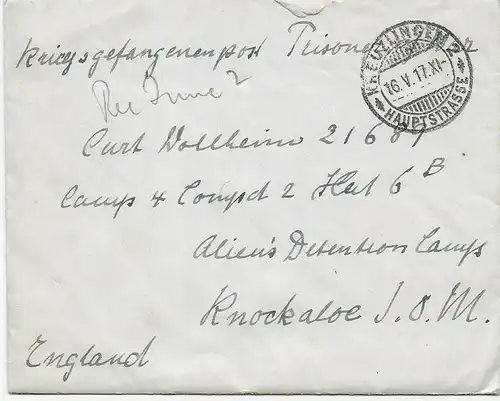 Kgf, PoW: 1917 aus Kreuzlingen nach Isle of Man, Knockaloe Aliens Detention camp