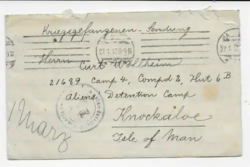 Kgf, PoW: 1917 Hamburg nach Isle of Man, Knockaloe Aliens Detention camp