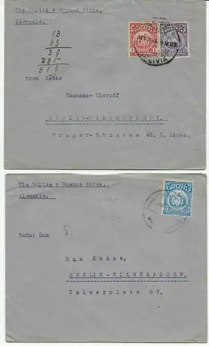 Bolivien: Via Tupiza y Buenos Aires, 8 Briefe, ca. 1921-1924