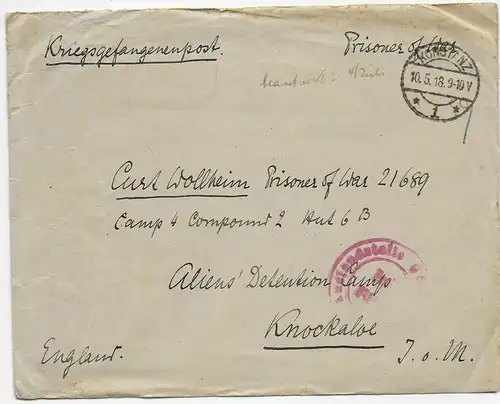 Kgf PoW: 1918 Konstanz an Knockalve Aliens Detention Camp, Isle of Man