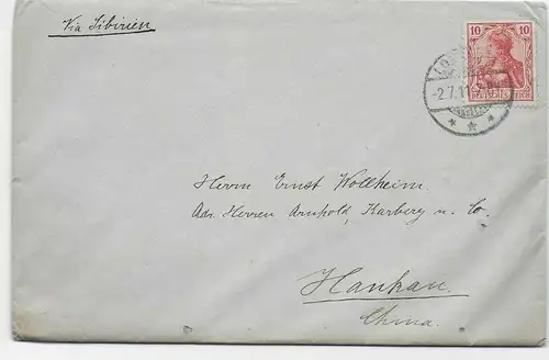 Hamburg, 1911 nach Hankan, China via Sibirien, Briefinhalt