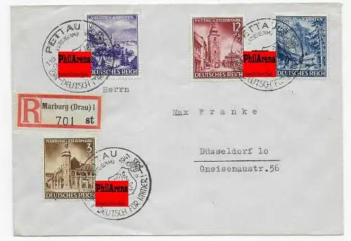 Einschreiben Marburg mit Sonderstempel Pettau nach Düsseldorf, 1941