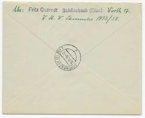 Eilboten Einschreiben WHW Briefmarken 1938 nach Schönebeck