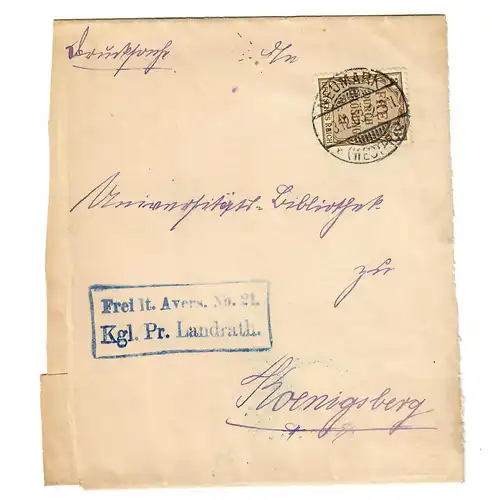Breites Streifband 1903 von Neumarkt /Westpr. nach Königsberg, Drucksache