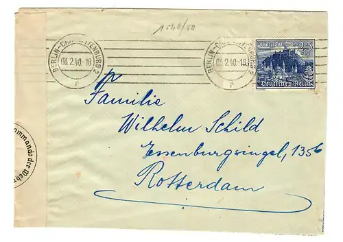 Brief Berlin nach Rotterdam, 1940, OKW Zensur