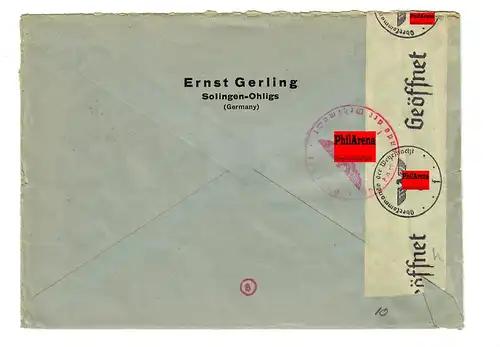 Brief von Solingen nach Kopenhagen, EF, Zensur