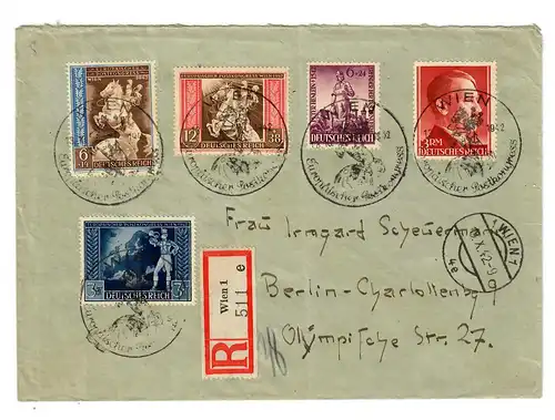 Einschreiben Wien nach Berlin, Europäischer Postkongress 1942, MiNr. 801 !!!