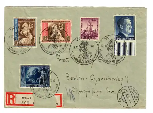 Einschreiben Wien nach Berlin, Europäischer Postkongress 1942,  MiNr. 802 !!!