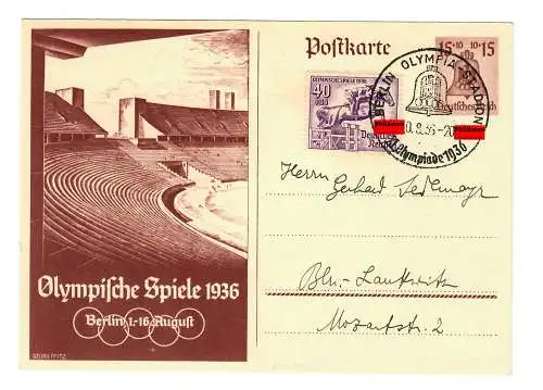 Olypmische Spiele 1936, Berlin, Stadion Stempel