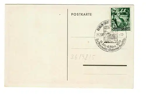Internationale Automobil- und Motorrad-Ausstellung, 1938 Berlin, Sonderstempel