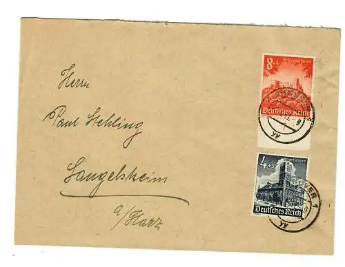 Brief von Hannover, 1941 nach Langelsheim/Harz