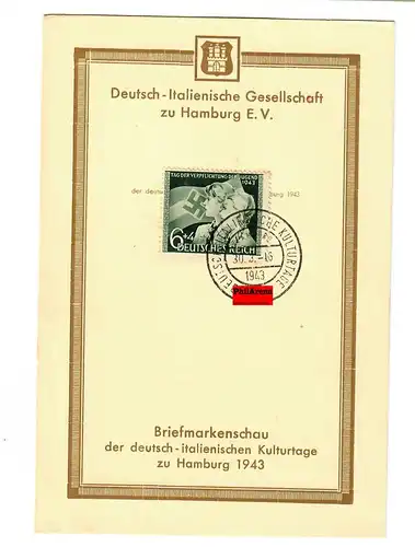 Gedenkblatt Deutsche Italienische Gesellschaft, Kulturtage 1943