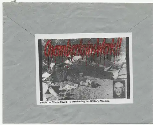 Brief NSDAP Kreisgericht Kitzingen-Gerolzhofen, 1939 Rückseitig Parole der Woche