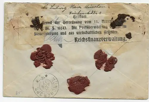Eilboten München nach Österreich 1922, Reichfinanzverwaltung Prüfung: UNZULÄSSIG