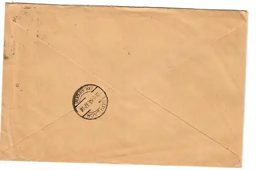 Allenstein: Einschreiben 1936 nach Burbach/Würgendorf, Seitenrand mit Wz