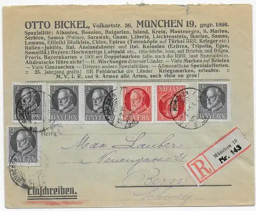 Einschreiben München, 1919 nach Bern, MiNr K6