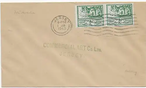 Brief von Jersey, 1943, MeF, Erstag