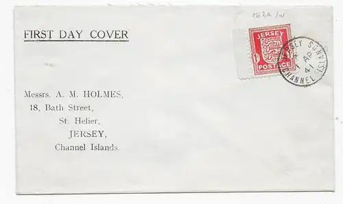 Brief von Jersey, 1941, FDC, MiNr. 2a