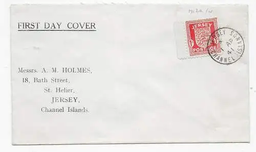 Brief von Jersey, 1941, FDC, MiNr. 2a