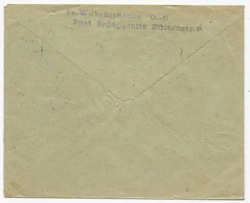 Brief von Schöppinitz, OS, 1922 nach Schwäbisch Hall