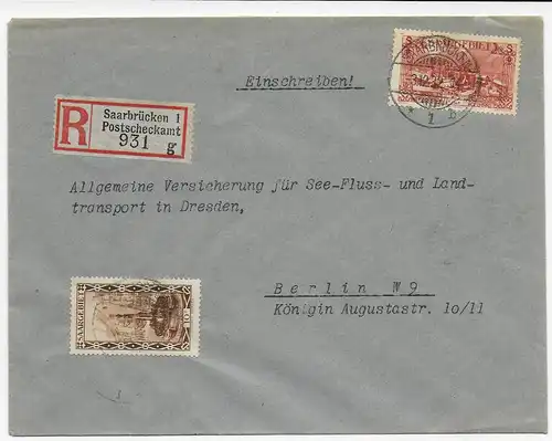 Einschreiben Saarbrücken Postscheckamt, 1932 nach Berlin