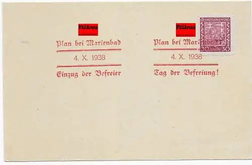 Sonderstempel auf Karte: Plan bei Marienbad, 1938