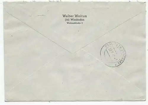 Einschreiben Wiesbaden-Biedrich 1948 nach Oberesslingen