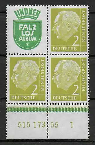 Postfrisch, ** vom Unterrand, HAN Nummer