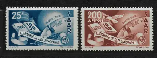 Saar: MiNr. 297 und 298, postfrisch, ** geprüft