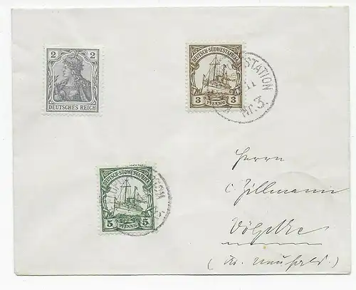 Brief aus DSWA, philatelistisch, nach Völpke, 1905