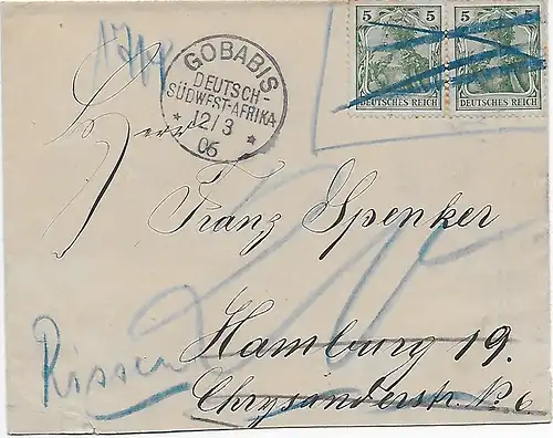 Brief aus Gobabis, 1906 nach Hamburg