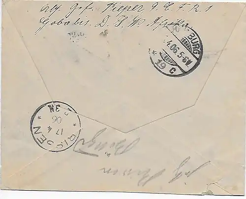 Brief aus Gobabis, 1906 nach Hamburg