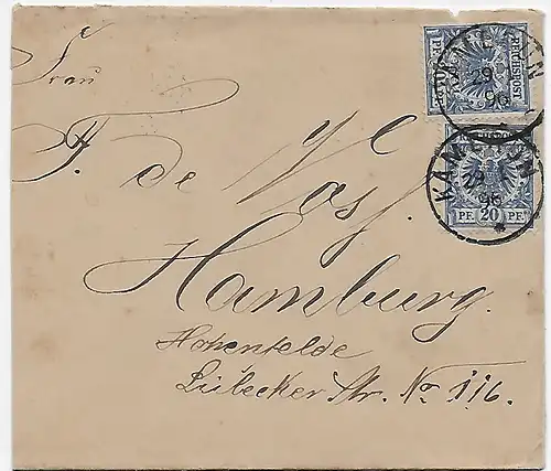 Brief aus Kamerun nach Hamburg, 1896, Rückseite blanko