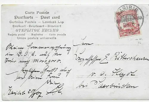 Foto Karte Karibib, 1907 nach Saarbrücken