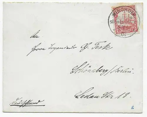 Brief aus Windhuk, 1902 nach Schöneberg