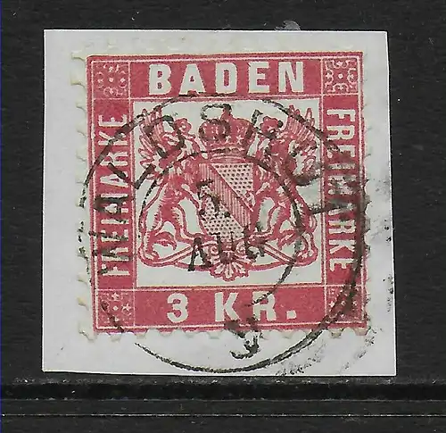 Baden: MiNr. 24, Briefstück gestempelt Waldshut