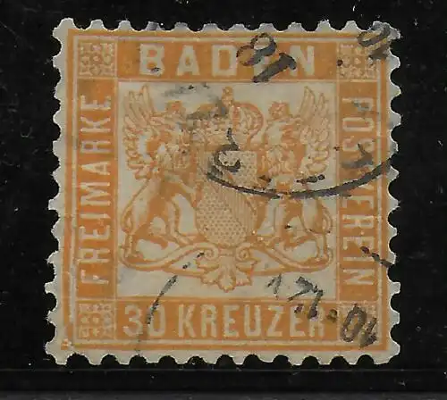 Baden: MiNr. 22a, gestempelt, BPP Befund