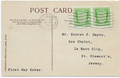 Ansichtskarte Jersey, Swimming Club, FDC 1942