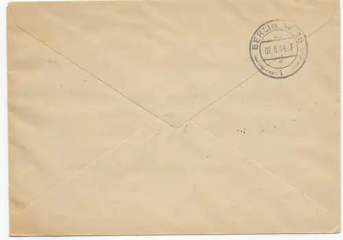 Einschreiben Roverto, Alpenvorland, 1944 nach Berlin