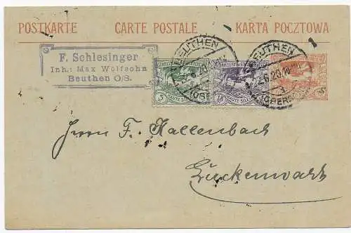Postkarte Beuthen/OS, 1920